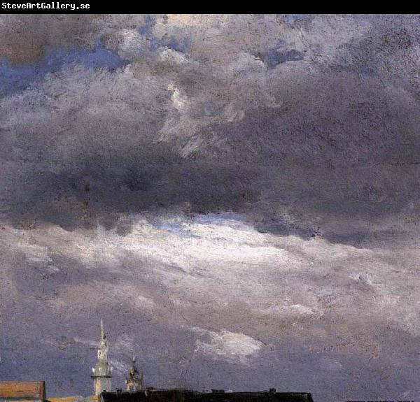 johann christian Claussen Dahl Cloud Study, Thunder Clouds over the Palace Tower at Dresden